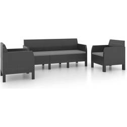 vidaXL 3079672 Loungeset, Bord inkl. 2 Stolar & 1 Soffor