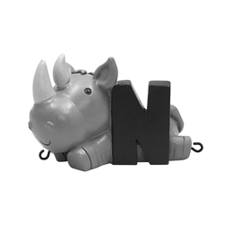 Kids by Friis Birthday Trains Rhino N Letter Grey/Black