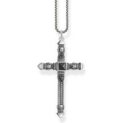 Thomas Sabo Rebel At Heart Cross Necklace - Silver/Black