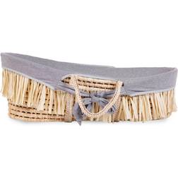 Childhome Moses Basket Raffia with Mattress & Cover Grey 18.5x33.1"