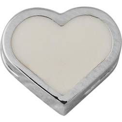 Design Letters Enamel Heart Charm Pendant - Silver
