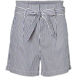 Vero Moda Eva Paperbag Cot Shorts - Snow White/Stripes Navy Blazer