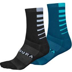 Endura Coolmax Stripe Socks 2-Pack Men - kingfisher