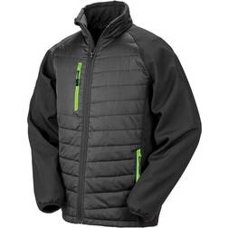 Result Black Compass Padded Softshell Jacket Unisex - Black/Lime