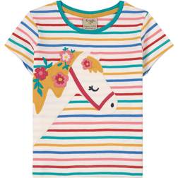 Frugi Camille Applique Tee - Soft Multistripe Horse (TTS110SMQ1824)