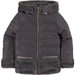 Tartine et Chocolat Faux Fur Puffer Jacket - Gray