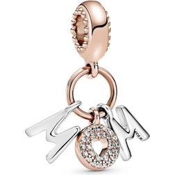 Pandora Mum Letters Dangle Charm - Rose Gold/Silver/Transparent