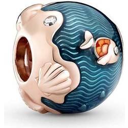 Pandora Shimmering Ocean Waves & Fish Charm - Rose Gold/Blue/Transparent