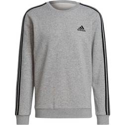 Adidas Men's Sportwear Essentials Fleece 3-Stripes Sweatshirt - Medium Grey Heather/Black