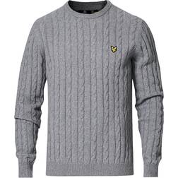 Lyle & Scott Cable Crew Neck Sweater - Mid Gray Marl