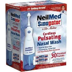 NeilMed Sinugator Cordless Pulsating Drug Free Nasal Wash with 30 Premixed Packets