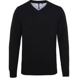 ASQUITH & FOX Cotton Blend V-Neck Sweater - Black