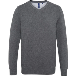 ASQUITH & FOX Cotton Blend V-Neck Sweater - Charcoal