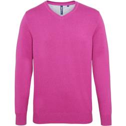 ASQUITH & FOX Cotton Blend V-Neck Sweater - Orchid Heather