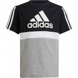 Adidas Essentials Colorblock T-Shirt - Black/Medium Grey Heather/White (GS8886)