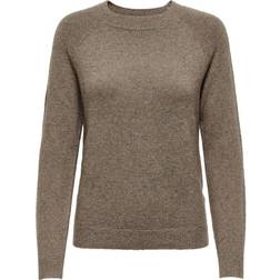 Only Solid Colored Knitted Pullover - Brown/Brownie