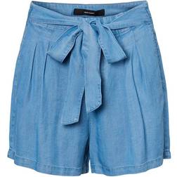 Vero Moda Mia Belted Tencel Shorts - Light Blue Denim