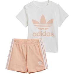 adidas Infant Trefoil Shorts Tee Set - White/Glow Pink (GN8192)