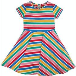 Frugi Spring Skater Dress - Soft White Multi Stripe