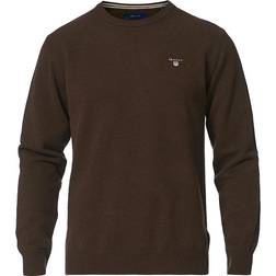 Gant Super Fine Lambswool Crew Neck Sweater - Dark Brown Melange