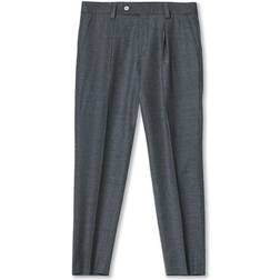 HUGO BOSS Perin Wool Flannel Pleated Trousers - Medium Grey