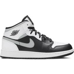 NIKE Air Jordan 1 Mid GS - Black/White/Light Smoke Grey