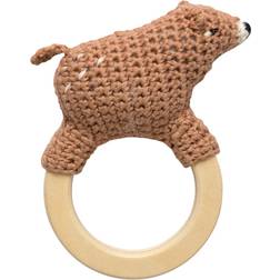 Sebra Crochet Rattle Woody the Bear on Ring