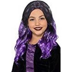 Smiffys Witch Kids Wig Black & Purple