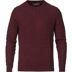 Morris Merino Cable O-Neck Sweater - Wine Red