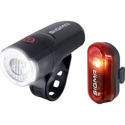 SIGMA Kit de luces de bicicleta pilas aura Lux-curve Noir