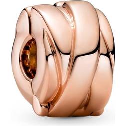 Pandora Polished Ribbons Clip Charm - Rose Gold