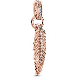 Pandora Sparkling Feather Charm Pendant - Rose Gold/Transparent