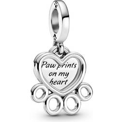 Pandora Hearts & Paw Print Charm - Silver