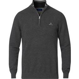 Gant Cotton Pique Half Zip Sweater - Anthracite Melange