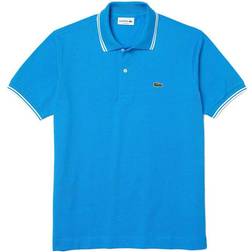 Lacoste Classic Fit Striped Accents Cotton Piqué Polo Shirt - Blue/White