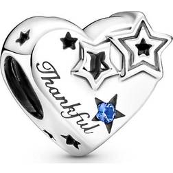 Pandora Thankful Heart & Stars Charm - Silver/Black/Blue