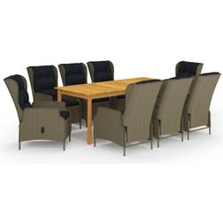 vidaXL 3067937 Matgrupp, 1 Bord inkl. 8 Stolar
