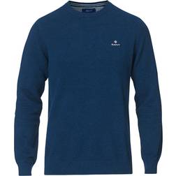 Gant Cotton Pique Crew Neck Sweater - Marine Melange