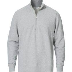 Sunspel Loopback Half Zip Sweatshirt - Grey Melange