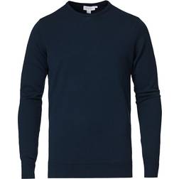 Sunspel Extra-Fine Merino Crew Neck - Light Navy Men's