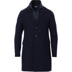 Hernö Wool Zip Coat - Navy