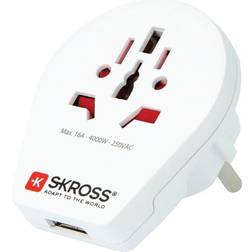 Skross adaptador viaje universal USB 2.1A blanco