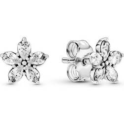 Pandora Sparkling Flower Stud Earrings - Silver/Transparent