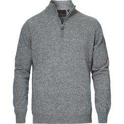 Oscar Jacobson Patton Half Zip Sweater - Light Gray
