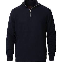 Oscar Jacobson Patton Wool/Cashmere Half Zip - Navy