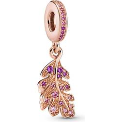 Pandora Oak Leaf Dangle Charm - Rose Gold/Multicolour