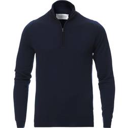 John Smedley Barrow Extra Fine Merino Half Zip - Midnight Bleu