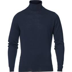 John Smedley Merino Rollneck Sweater - Blue