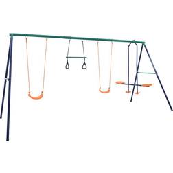 vidaXL Swing Set with Gymnastic Rings & 4 Seater