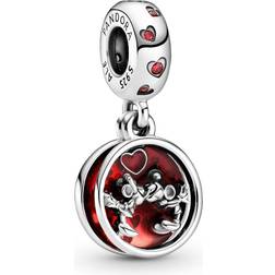 Pandora Disney Mickey Mouse & Minnie Mouse Love And Kisses Dangle Charm - Silver/Red